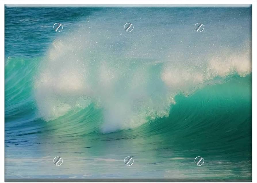 Triple Blank Wall Plate Cover - Surf Sea Nature Ocean Water Turquoise Spray Wind